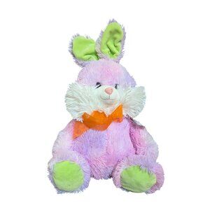 Hugfun Easter Bunny rabbit plush color lock pink purple  green stuffed toy 15"
